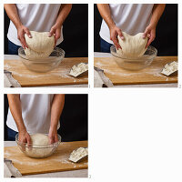 Brotteig dehnen und falten