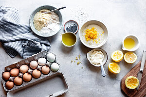 Backzutaten für Zitronen-Mohn-Kuchen