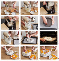 Pavlova-Kranz mit kandierten Zitrusfrüchten zubereiten