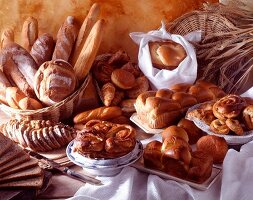 Arrangement of bread and pastries