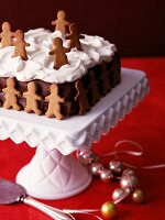 Children's chocolate cake with whipped cream