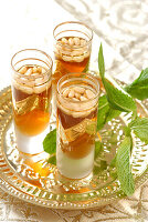 Mint and pine nuts tea glasses