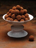 Dish of chocolate truffles
