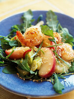 Shrimp,apple,celery and sesame seed salad