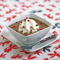 Cream of lentil soup with pink peppercorns