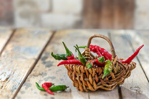 Small basket with chilli peppers