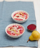 Rice with beetroot and pear