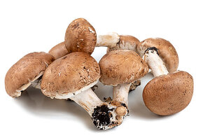Button mushrooms on a white background