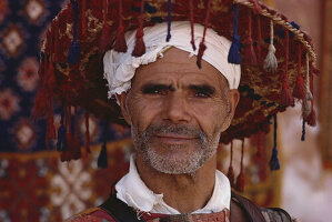 Close up of a local man selling water, Marocco, Africa