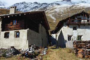 Mountain village in Summer, Maiensaess, Sils, Engadin, Grevasalvas, Grisons, Switzerland