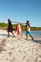 Fisherman with fresh catch, Red Snapper, Temple Point Resort, Mida Creek, Watamu, Malindi, Kenya