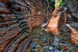 A deep gorge with clear water in the Salzburg region in Austria