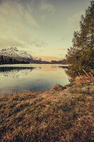 Sonnenaufgang am Silsersee, Engadin, Graubünden, Schweiz, Europa