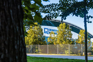 Blick auf die Quarterback Immobilien Arena in Leipzig, Sachsen, Ostdeutschland, Deutschland, Europa