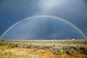 United States, Colorado, Durango, Rainbow over field