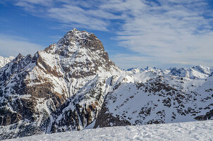 View to the Großer Widderstein, Kleinwalsertal, Allgäu, Vorarlberg, Austria