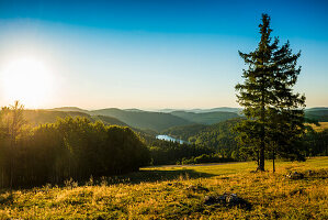Sonnenuntergang, Lac de Blanchemer, am Hohneck, La Bresse, Vogesen, Region Grand Est, Elsass-Lothringen, Département Vosges und Haut-Rhin, Frankreich