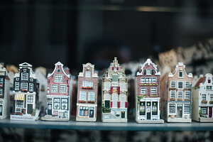 Amsterdam, The Netherlands, Canal houses souvenirs on display
