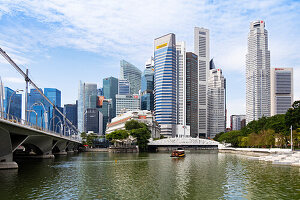 Marina Bay mit Skyline, Singapur, Republik Singapur, Südostasien