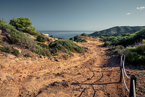  Path to the sea bay &quot;Cala Pilar&quot;, Menorca, Balearic Islands, Spain, Europe 