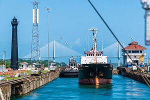  Entrance to the lock, Gatun Locks, Panama Canal, Panama City, Panama, America 