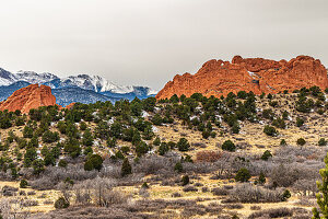 View of the famous Kissing Camels from the Garden of Gods Visitor Center in Colorado Springs