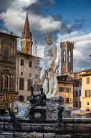 Neptunbrunnen Fontana del Nettuno auf dem Platz Piazza della Signoria, Florenz, Region Toskana, Italien, Europa