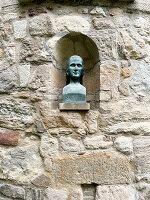  Hölderlin bust at the Hölderlin Tower in Tübingen, Baden-Württemberg, Germany 