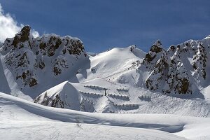  Ski resort above Arabba, Veneto Dolomites, Italy, winter 