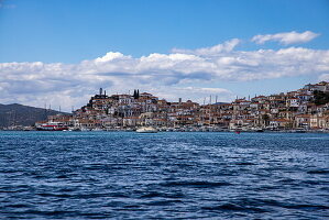  Town seen from the sea, Poros, Attica, Greece, Europe 