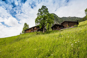  Mountain farming village, Gerstruben, Dietersbachtal, near Oberstdorf, Allgäu Alps, Allgäu, Bavaria, Germany 