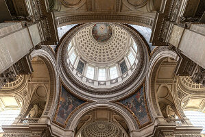  Interior view of the dome, National Hall of Fame Panthéon, Montagne Sainte-Geneviève, Hill of Saint Genevieve, Paris, France, Europe 