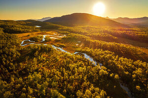 Sommer, Luftaufnahme, Fluss, See, Senja, Skaland, Norwegen, Europa