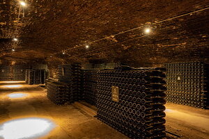  Wine cellar in the Patriarche winery, Beaune, Côte-d&#39;Or, Bourgogne-Franche-Comté, France, Europe 