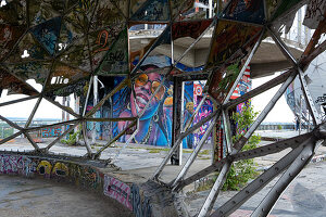  View of the radar dome of the former listening station on Teufelsberg, Grunewald; Berlin; Germany; Europe 