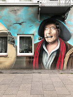  Mural &quot;Hans Albers&quot; in St. Pauli, Hamburg, Germany, Europe 