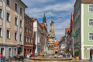 Der Heroldbrunnen oder Georgsbrunnen in Görlitz, Oberlausitz, Sachsen, Deutschland