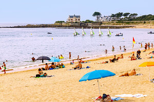 Sandstrand Plage Valentin in Batz-sur-Mer auf der Halbinsel Guérande, Côte d'Amour, Bretagne, Frankreich