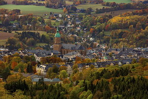 Annaberg, vom Pöhlberg aus gesehen, Erzgebirge, Sachsen, Deutschland