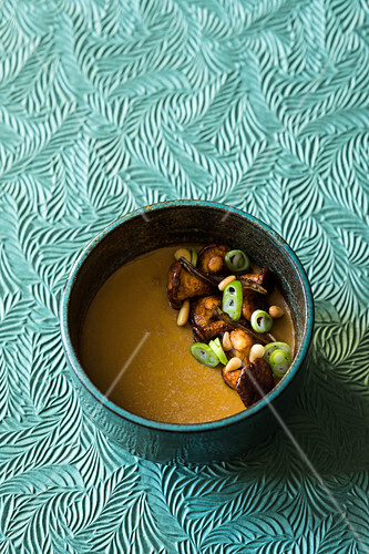 Japanese chawanmushi with mirin and chanterelle mushrooms