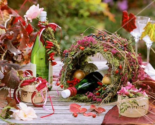 Autumn Table Decoration Moss Erica And License Images